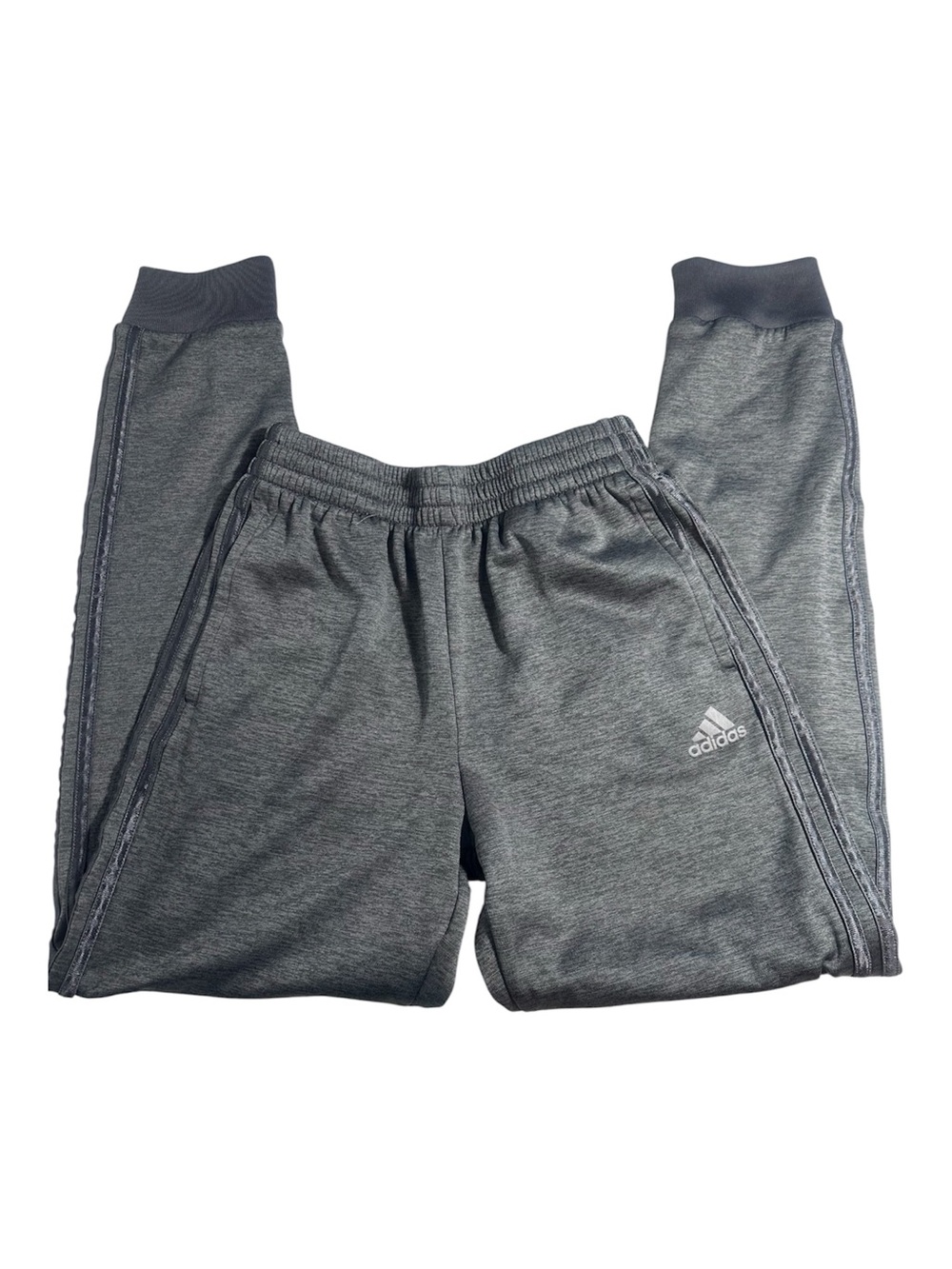 Adidas gray joggers track pants sweatpants boys large 14/16
